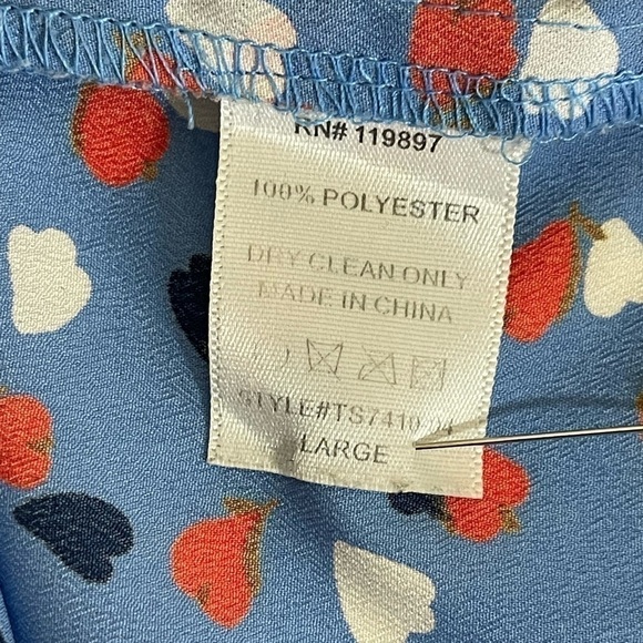 Collective concepts sz lg blouse top silky feel in a mini design in blues, rust - Picture 10 of 10